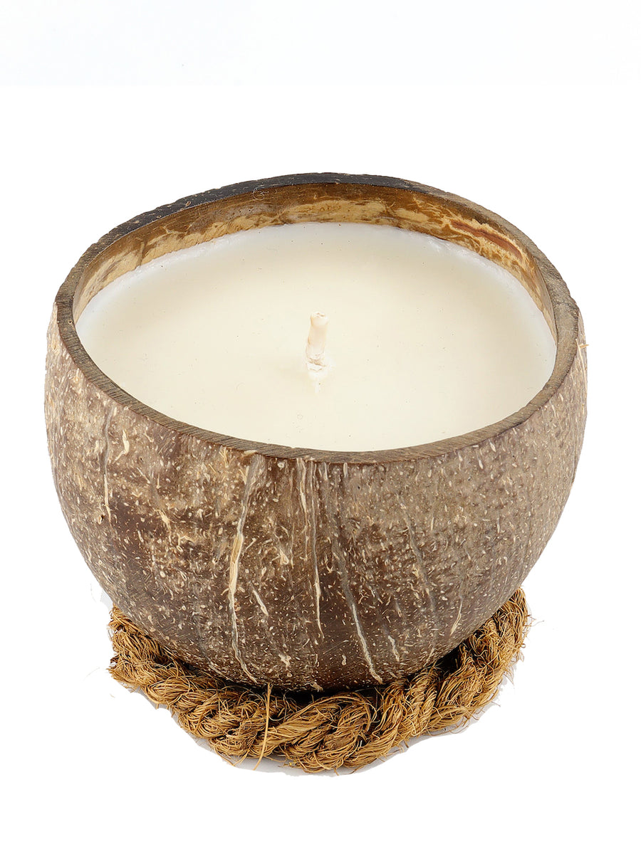 Coco Candle Co - coconut shell candle, coconut bowl, cutlery and bamboo straw value pack